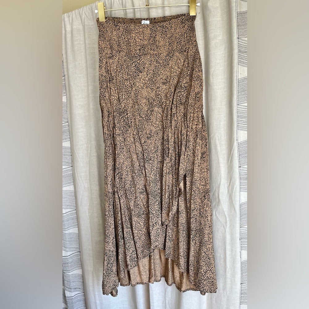 Japna Leopard Print Maxi Skirt Size M Smocked Waist Boho